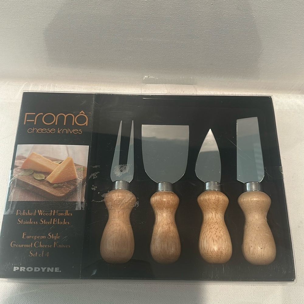 NIB FROMA Polished Wood Handles Cheese Knives and Tools Set of 4.